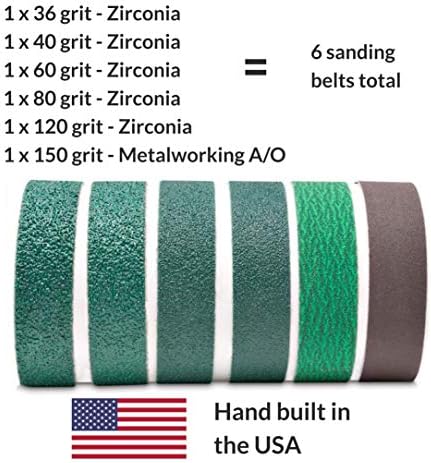 Red Label Abrasives 2 X 42 Inch Knife Sharpening Zirconia Sanding Belts - Coarse Grits - 6 Pack Assortment for Knife Making, Sharpening, Metalworking, and Woodworking