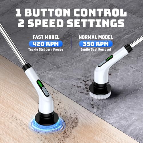 Electric Spin Scrubber for Bathroom: Shower Cleaner Brush with Long Handle