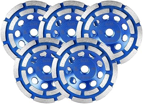 SALI 5PCS 4.5 Inch Concrete Grinding Wheels 16 Turbo Diamond Segments 5/8-11 Arbor Diamond Grinding Wheel Fit for Paint, Epoxy, Mastic Coating Removal