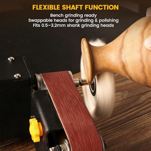 Mini Belt Sander, Electric Small Sander Knife Making Supplies, 7 Adjustable Speed Electric Knife Sharpener, Power Belt Grinder for Woodworking. (Standard - Essential Polishing Kit)