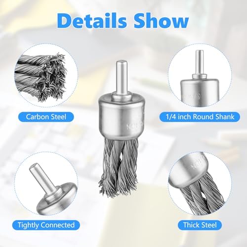 Rocaris 16 Pcs Twist Knot Wire Wheel Brush for Drill, Wire Cup Brush Set