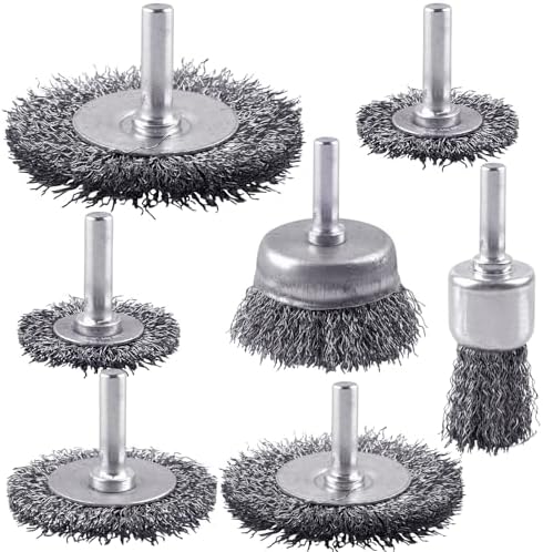 Rocaris 7 Pack Carbon Steel Wire Wheel Brush, Cup Brush Set