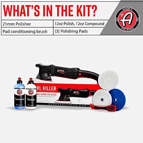Adam's Polishes Swirl Killer 21mm Polisher Kit (7 Item) - Orbital Polishing Paint Correcting Buffer Tool - Scratch Remover, Correcting Polish - Use Post Car Wash Clay Bar & Pre Wax or Ceramic Coating
