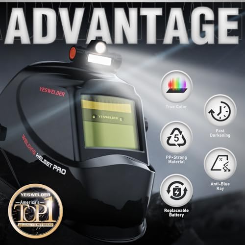 YESWELDER Auto Darkening Welding Helmet 1/1/1/1 True Color, LYG-L600A