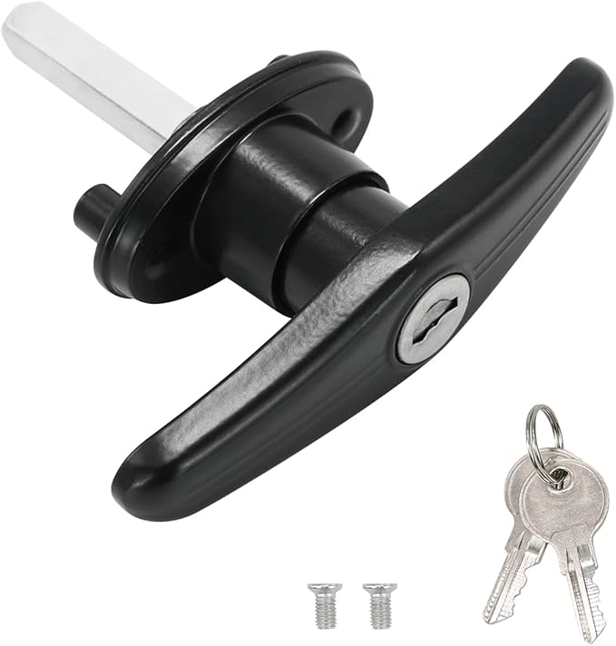 Pickup Truck Cap Topper Camper Shell Locking T-Handle -with 2 Keys for Most Brands of Truck caps, Toppers, Camper Tops Black Powder Coated Finish-Right Side