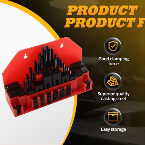 58 Pcs 7/16" T-Slot 3/8"-16 Stud Hold Down Clamp Clamping Kit