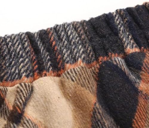IDEALSANXUN Womens Plaid Wool Skirts Elastic Waist A-Line Pleated Tartan Long Skirts
