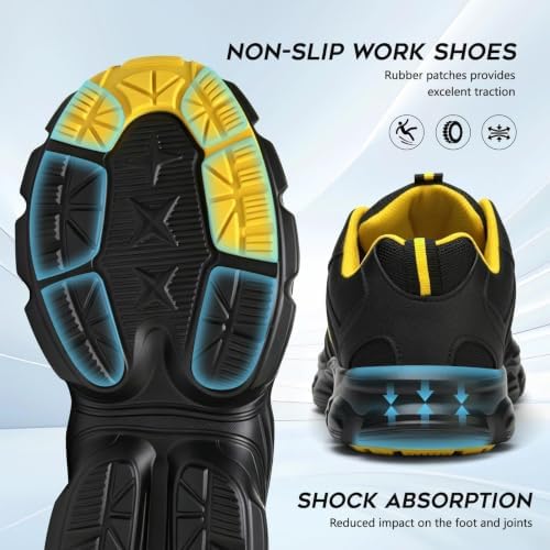 Hogent Steel Toe Shoes for Men Women - Non Slip & Lightweight Work Shoes