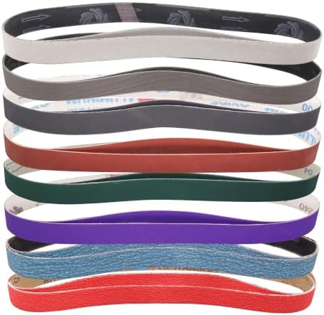 1 x 30 Inch Sanding Belts Assortment 80-5000 Grit, 16 Pack