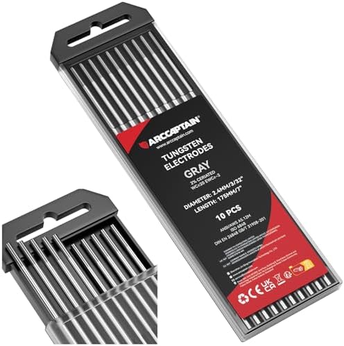 ARCCAPTAIN TIG Welding Tungsten Electrode 10-Pack 3/32"x 7" (Grey)