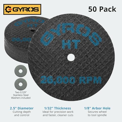 Gyros 11-32250/50 Fiber Disks HT Cut Off Wheels (For Dremel Type Tools), 2-1/2-Inch-Diameter - BULK 50 by Gyros