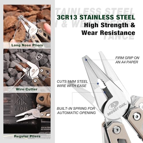 MOSSY OAK 21-in-1 Multitool, Stainless Steel Pliers with Pocket Knife