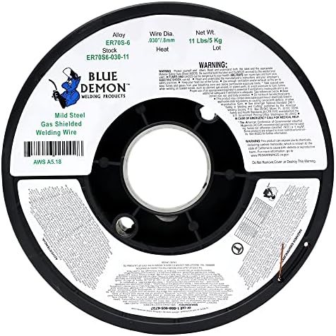 Blue Demon ER70S6 X .030 X 11 LB MIG/GMAW Carbon Steel Welding Wire, All Position, Low Spatter, Formulated to Provide Porosity-Free, X-Ray Quality Welds, 0.03 dia