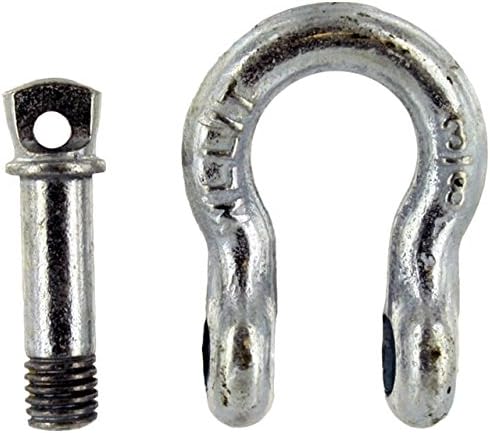 US Cargo Control 3/8 Inch Galvanized Screw Pin Anchor Shackles (10-Pack), 1 Ton (2,000 LBS) Working Load Limit, Hot Dip Galvanized Shackles for Lifting, Rigging, and Towing, Forged Steel