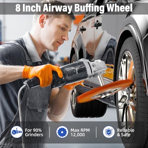 8" Airway Buffing Wheels for 4.5" Angle Grinder, 9PCS Buffer Polisher Wheel for Car, Aluminum Metal Polishing Wheel Pad and Compound Kit for Mirror Finish (5/8" Arbor Hole)