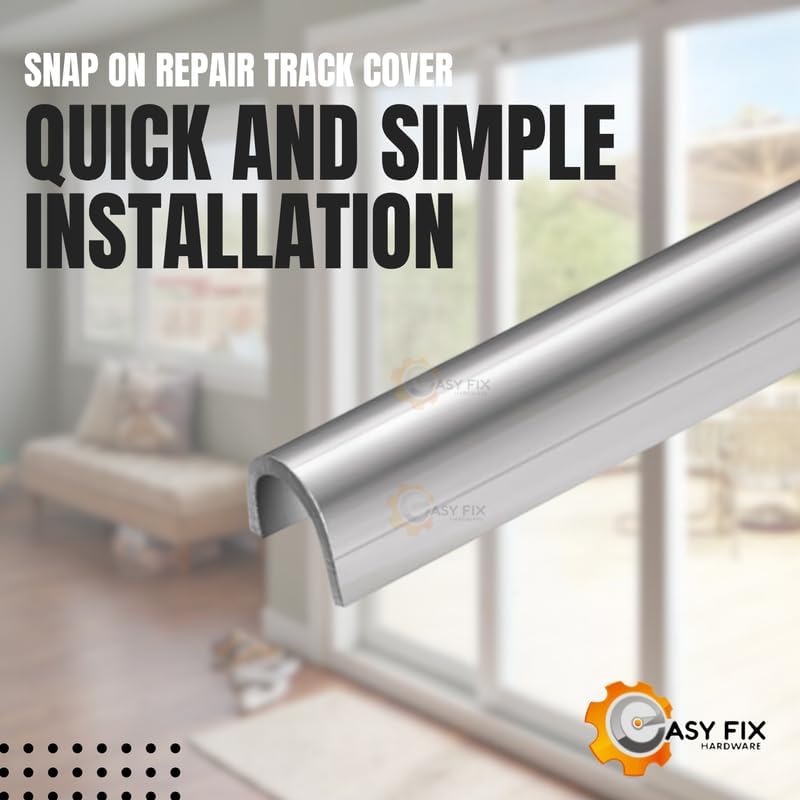 Easy Fix Hardware Snap On Repair Track Cover 1/4" for Sliding Patio Glass Doors | Sliding Door Repair Replacement Hardware Repair Stainless Steel | Fix Sliding Glass Door- 4 Feet (Pack of 2)