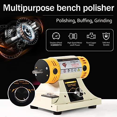 Adjustable Speed Polishing Machine, Multi-Function Bench Lathe Polisher, Bench Grinder, Polishing Machine Used For Jewelry Making, Woodcrafting, Dental, Manual DIY.