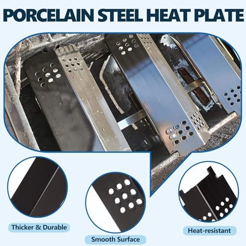 SafBbcue Grill Parts Kit for Charbroil 463436215 463436214 463436213 461334813 463234413 466436513 467300115 Grills Replacement Part, Cast Iron Cooking Gates, Heat Plate, Burner Tubes, G432-001N-W1