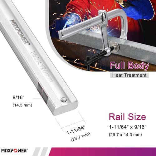 MAXPOWER Thick Rail F Clamp, 10" Opening, 4-3/4" Throat