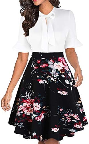 Women Summer Floral Ruffle Sleeve Wear to Work Church Wedding Guest Party Dresses