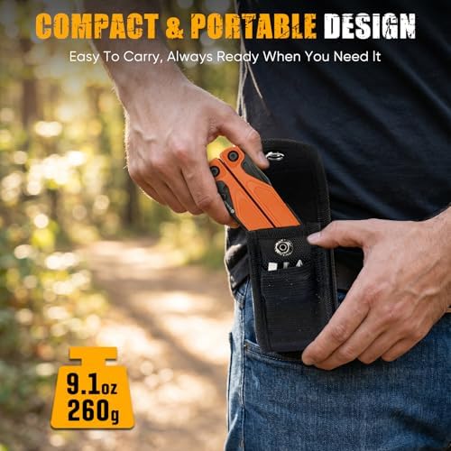 BIBURY 9oz Lightweight G10 Handle Multitool, One-Hand Opening Pocket Knife
