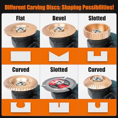 Pomsare 13PCS Angle Grinder Polishing Pad Sanding Disc, Wood Carving Disc Set for 4 1/2 Angle Grinder Attachments, Tungsten Carbide Cutting Wheel Stump Grinder for Wood Grinding, Shaping and Sanding