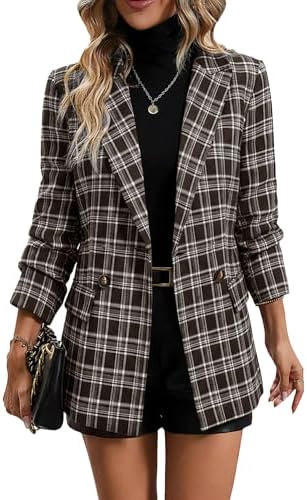 Mina Self 2026 Women's Fall Plaid Blazer Houndstooth Jacket Business Casual