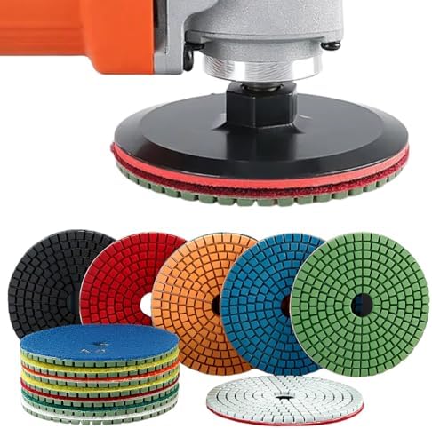 Diamond Polishing Pad, 4 inch 100 mm 1500 Grit Sanding Discs for Grinder & Polisher, Hook and Loop Backing Pad for Grinding Buffing Granite Marble Concrete Stone (1 Piece)