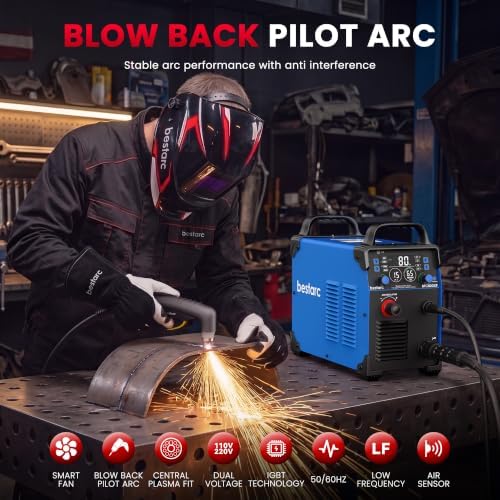 Bestarc Plasma Cutter, [Blow Back Pilot Arc][Large LED][Air Sensor] 80Amp