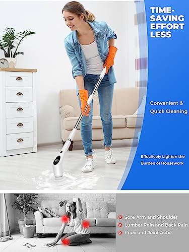 Electric Spin Scrubber Shower Scrubber with Long Handle for Cleaning Bathroom 9 Replaceable Brush Heads 3 Speed Modes Retractable Power Brush for Bathtub Tile Floor