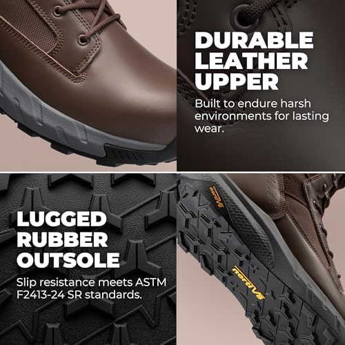 NORTIV 8 Men's Composite Toe Work Boots Side Zipper