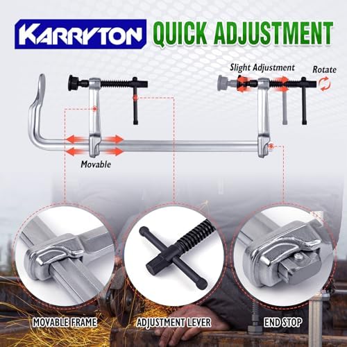 Heavy Duty 20" Inch F-Clamp w/Replaceable Pad, 5-1/2-Inch(140mm) Deep Throat, Bar Size 1-1/5" * 3/5" Drop Forged Steel Bar Clamps, 2900LB Clamping Force
