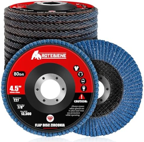 10 Pack 80 Grit Zirconia Flap Discs 4.5" x 7/8" T27 for 4 1/2 Inch Angle Grinder Flap Wheels Heavy-Duty Grinding & Sanding Discs for Metal, Wood, Stainless Steel