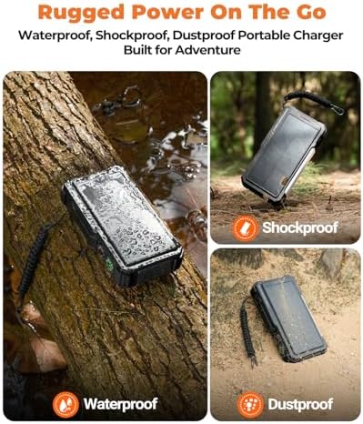 BLAVOR Solar Power Bank with Hand Crank and Built-in 4 Cables 20000mAh