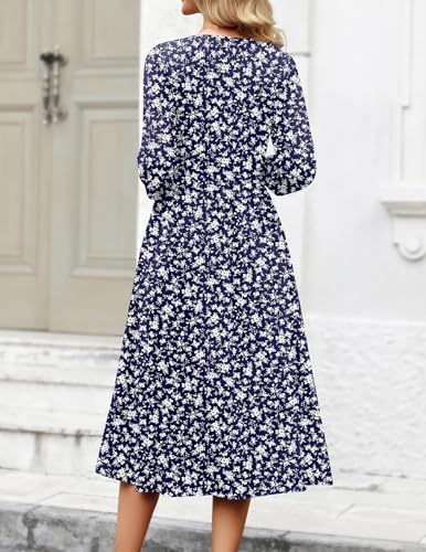 Zeagoo 3/4 Sleeve Women's Dress Casual Aline Summer Fall Midi Long Dresses