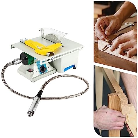 750W Mini Table Saw & Polisher, Adjustable Jewelry Making Bench Grinder Sander w/Flex Shaft for Cutting Rocks