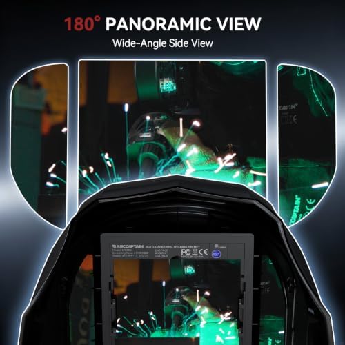 ARCCAPTAIN Welding Hood, 180° Panoramic View Auto Darkening Welding Helmet (LY800Js-GB)
