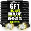 6ft Outdoor/Indoor Extension Cord 10/3 Gauge Ultra Heavy Duty 3 Prong SJTW (5-15P/5-15R), Waterproof, Flexible Cold-Resistant Long Power Cord,125 Amp 1875W, Black by LifeSupplyUSA
