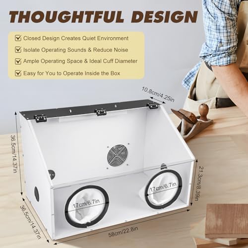Fully Enclosed Grinding Table Polisher Dust Box, Acrylic Dust Box Transparent Dust Box Cover,2-Hole Table Polisher Box with Led Light for Polishing Machine, Carving, Cutting, Drilling (2 Holes)