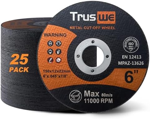 Cut Off Wheels - 6 Inch Metal and Stainless Steel Cutting Wheel for Angle Grinder Ultra Thin Cut-Off Wheel Cutting Disc (25 PCS 6 x .045 x 7/8 inch Cut Off Wheels)