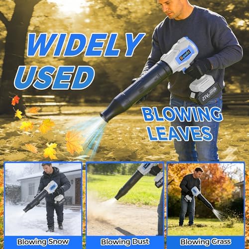 Cordless Leaf Blower, 20V Electric Handheld Leaf Blower and Charger,650CFM 288MPH, 6 Speed Modes,Lightweight Battery Powered Blower for Blowing Leaves, Dust, Snow, Patio Yard Lawn Care Grey