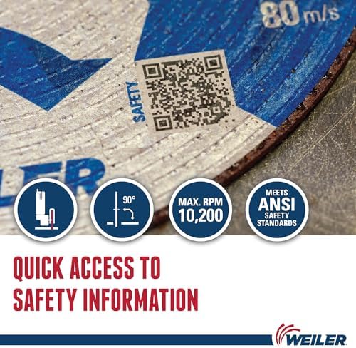 Weiler 58102 6 Inch Cutting Wheel, Tiger INOX Stainless Steel Contaminant-Free High Performance Cutting, .045" INOX60S Type 1 7/8" Arbor, Pack of 25