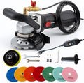 1100W Wet Concrete Grinder & Stone Polisher Kit, 6 Variable Speed Handheld Wet Grinding Machine with Top Water Feed & GFCI, 4” Diamond Wheel and 7 Polishing Pads for Concrete, Granite, Marble & Brick