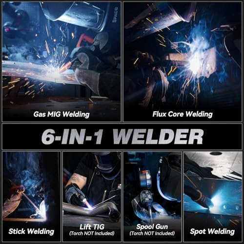ARCCAPTAIN 180A MIG Welder 110V 220V 6 in 1 Multiprocess Welder Machine