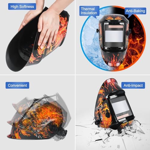 Welding Helmet True Color Auto Darkening Hood for TIG MIG ARC Welder Mask with Adjustable Shade Range 4/5-9/9-13…