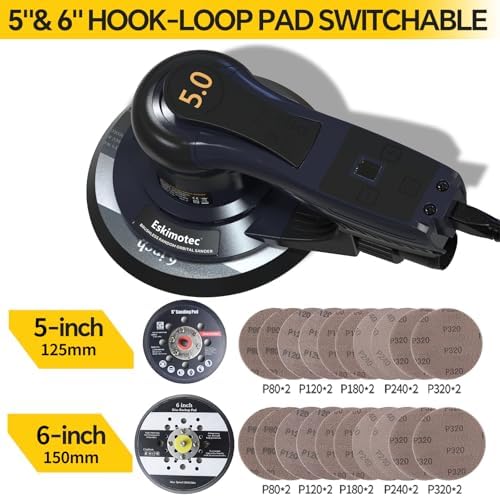 Electric 360W Random Orbital Sander with Dual 5" & 6" Pads Brushless Motor