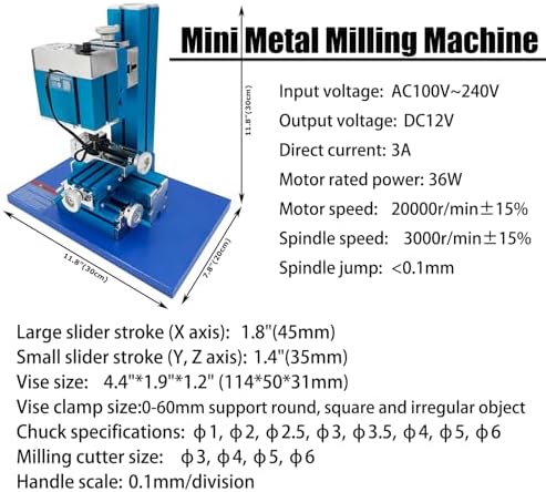 INTBUYING AC100V-240V Mini Meta Milling Machine 36W Small and Micro Drilling and Milling Machine for DIY and School