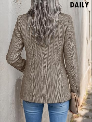 Mina Self 2026 Women's Fall Tweed Blazer Plaid Jacket Business Casual Coat