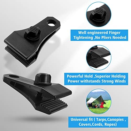 30Pcs Large Heavy Duty Lock Grip Tarp Clips with 100Pcs Zip Cable Ties