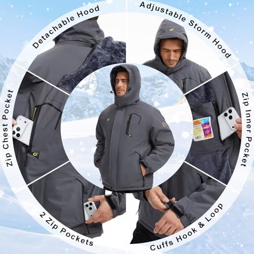 QPNGRP Mens Waterproof Ski Snowboard Jacket Winter Windproof Snow Coat